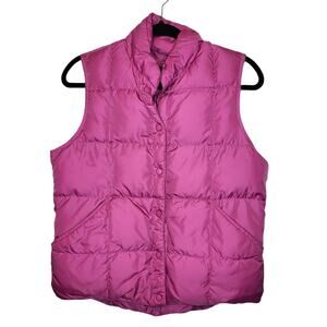 Lands End Pink Goosedown festher puffer vest sz small 6-8